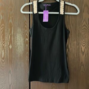 Lascana sleeveless black with gold sequins. Size Small. NWT